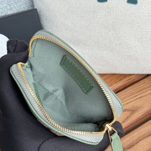 CC Zip Card Holder Wallet Olive Green Gold Metal Caviar 240599