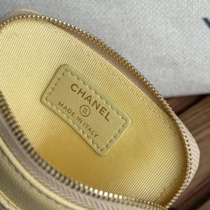 CC Zip Card Holder Wallet Yellow Gold Metal Caviar 240601