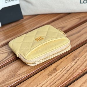 CC Zip Card Holder Wallet Yellow Gold Metal Caviar 240601