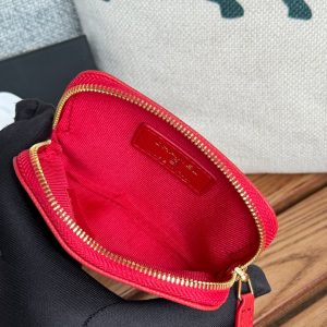 CC Zip Card Holder Wallet Red Gold Metal Caviar 240609