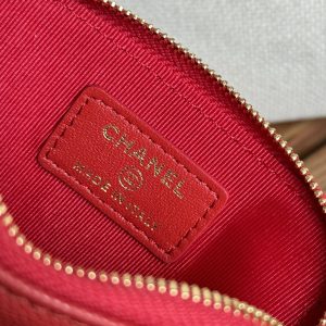 CC Zip Card Holder Wallet Red Gold Metal Caviar 240609