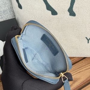 CC Zip Card Holder Wallet Blue Gold Metal Caviar 240611