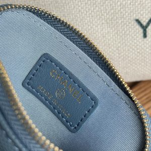 CC Zip Card Holder Wallet Blue Gold Metal Caviar 240611