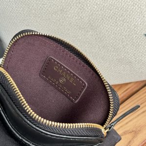 CC Zip Card Holder Wallet Black Gold Metal Lamskin 240617