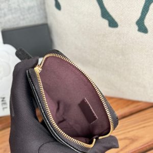 CC Zip Card Holder Wallet Black Gold Metal Caviar 240620