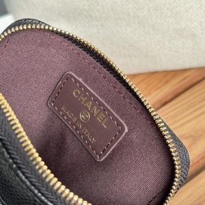 CC Zip Card Holder Wallet Black Gold Metal Caviar 240620