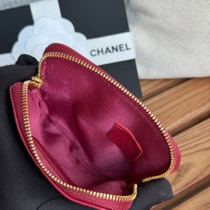 cc 19 zipped coin purse 11cm burgundy lambskin gold hardware