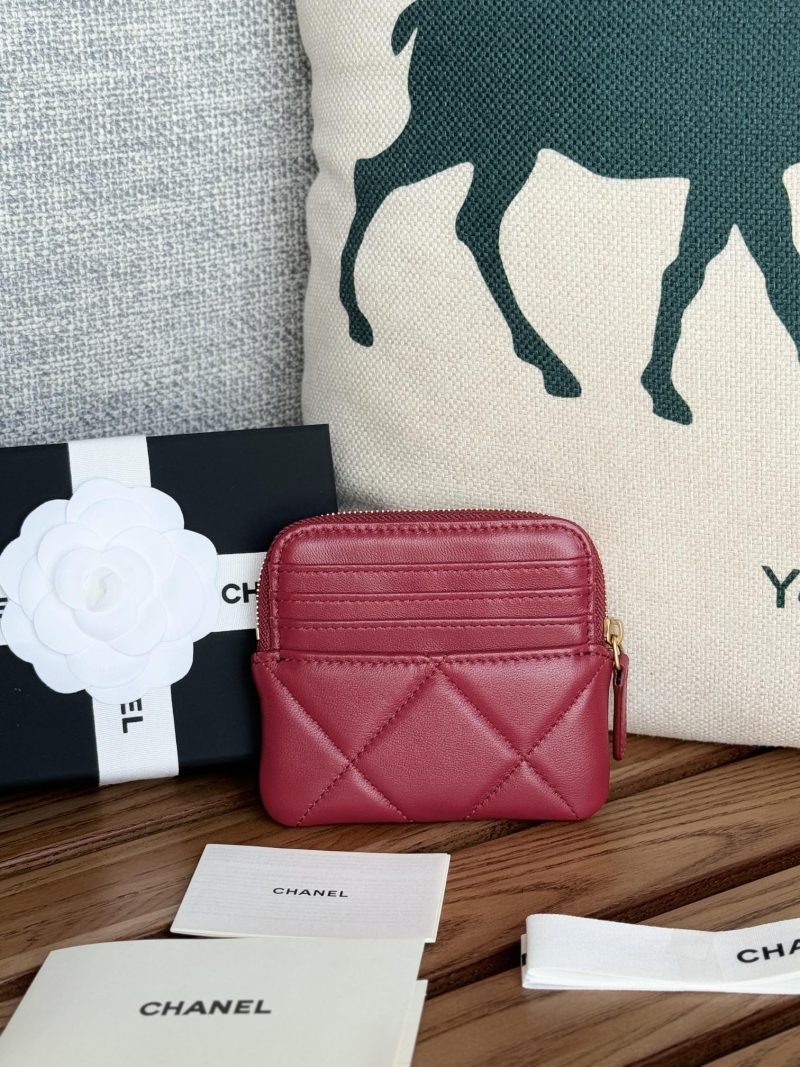 cc 19 zipped coin purse 11cm burgundy lambskin gold hardware