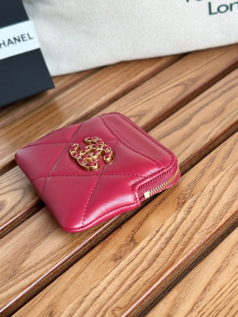 cc 19 zipped coin purse 11cm burgundy lambskin gold hardware