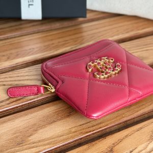 cc 19 zipped coin purse 11cm burgundy lambskin gold hardware
