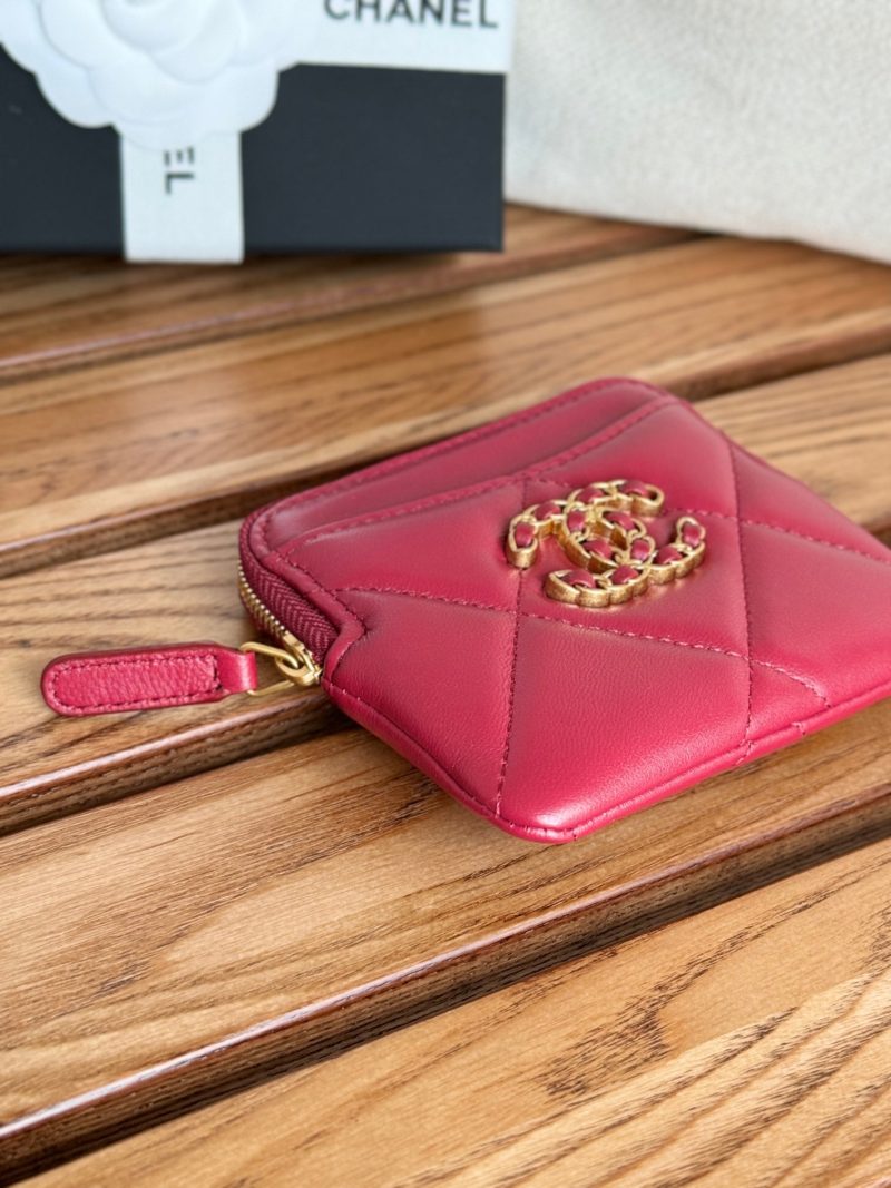 cc 19 zipped coin purse 11cm burgundy lambskin gold hardware