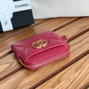cc 19 zipped coin purse 11cm burgundy lambskin gold hardware