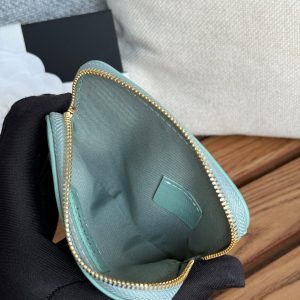 cc 19 zipped coin purse 11cm turquoise blue lambskin gold hardware