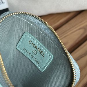 cc 19 zipped coin purse 11cm turquoise blue lambskin gold hardware