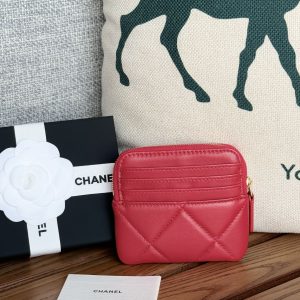 cc 19 zipped coin purse 11cm black lambskin gold hardware