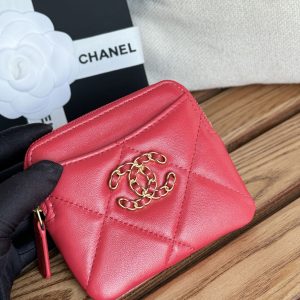 cc 19 zipped coin purse 11cm black lambskin gold hardware