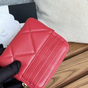 cc 19 zipped coin purse 11cm black lambskin gold hardware