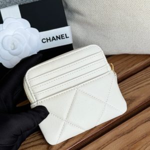 cc 19 zipped coin purse 11cm white lambskin gold hardware