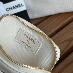 cc 19 zipped coin purse 11cm white lambskin gold hardware