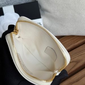 cc 19 zipped coin purse 11cm white lambskin gold hardware