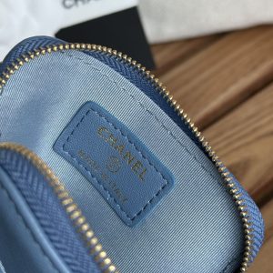 cc 19 zipped coin purse 11cm blue lambskin gold hardware