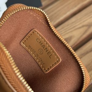 cc 19 zipped coin purse 11cm brown lambskin gold hardware