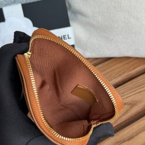 cc 19 zipped coin purse 11cm brown lambskin gold hardware