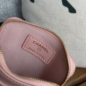 cc 19 zipped coin purse 11cm pink lambskin gold hardware