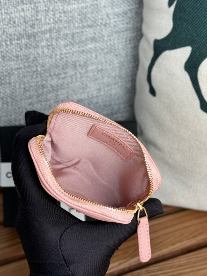 cc 19 zipped coin purse 11cm pink lambskin gold hardware