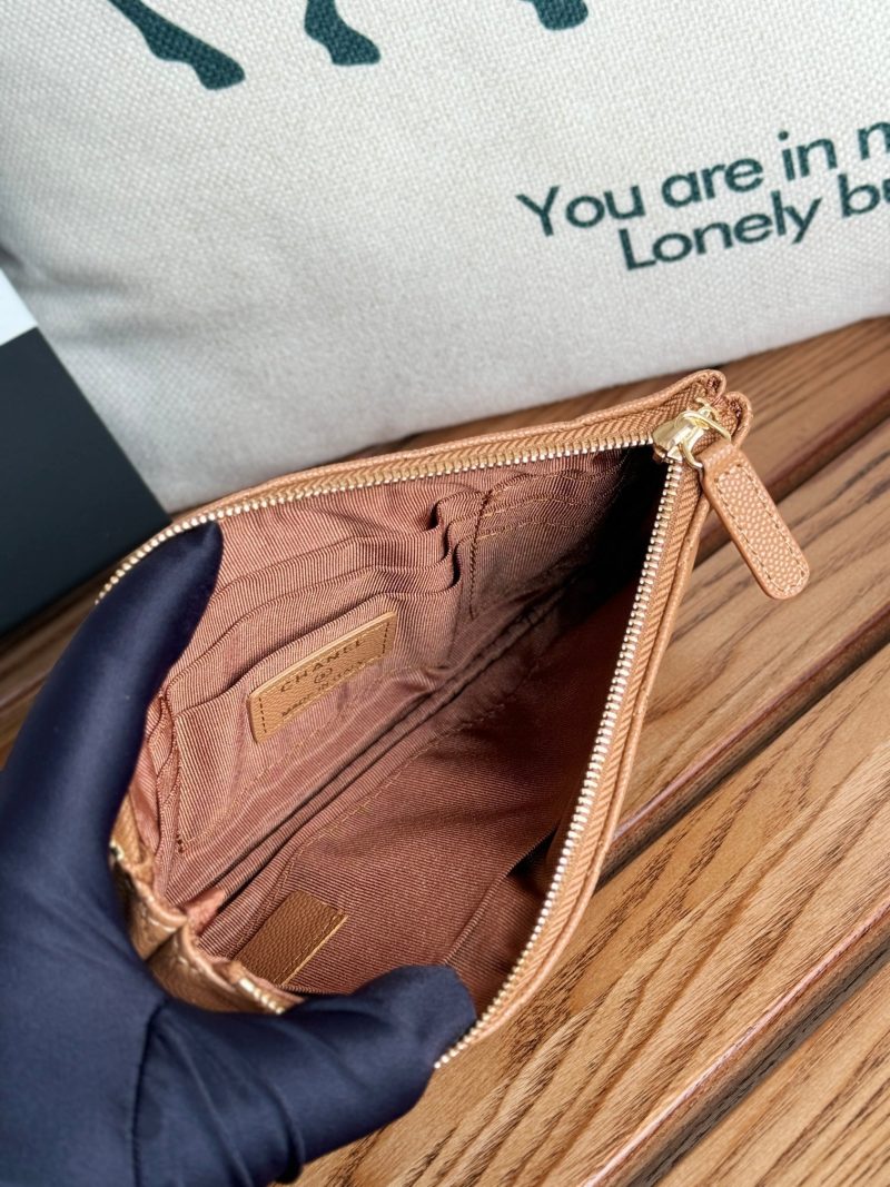 cc zipped wallet 20cm brown quilted caviar gold hardware