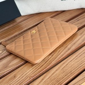 cc zipped wallet 20cm brown quilted caviar gold hardware