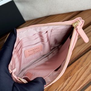 cc zipped wallet 20cm pink quilted caviar gold hardware