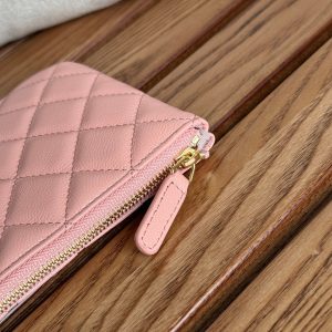 cc zipped wallet 20cm pink quilted caviar gold hardware