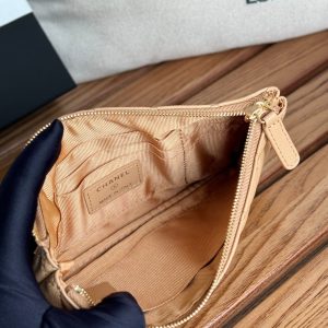 cc zipped wallet 20cm dark beige quilted caviar gold hardware