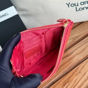 cc zipped wallet 20cm red quilted caviar gold hardware