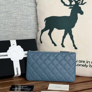 cc zipped wallet 20cm blue quilted caviar gold hardware