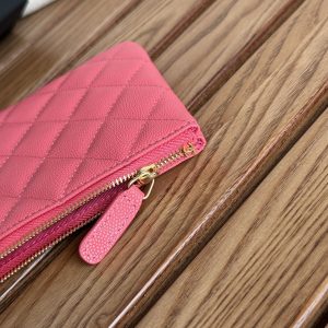 cc zipped wallet 20cm dark pink quilted caviar gold hardware