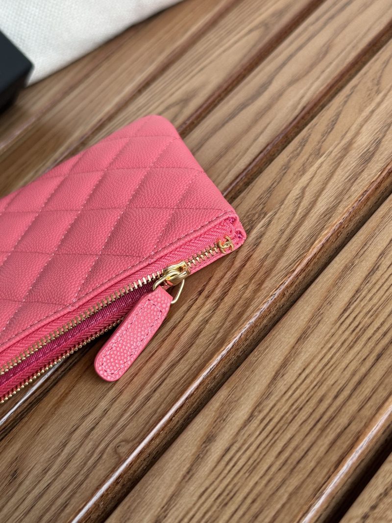 cc zipped wallet 20cm dark pink quilted caviar gold hardware