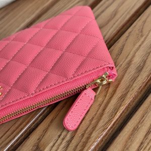 cc zipped wallet 20cm dark pink quilted caviar gold hardware