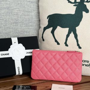 cc zipped wallet 20cm dark pink quilted caviar gold hardware