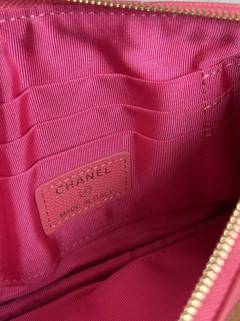 cc zipped wallet 20cm dark pink quilted caviar gold hardware