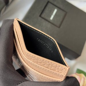 YSL Card Holder 10cm Wallet Pink Gold Crocodile Leather 240557