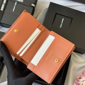 YSL Wallet Light Brown Gold Cowhide 240586