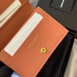 YSL Wallet Light Brown Gold Cowhide 240586