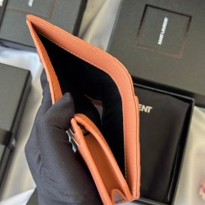 YSL Wallet Light Brown Gold Cowhide 240586