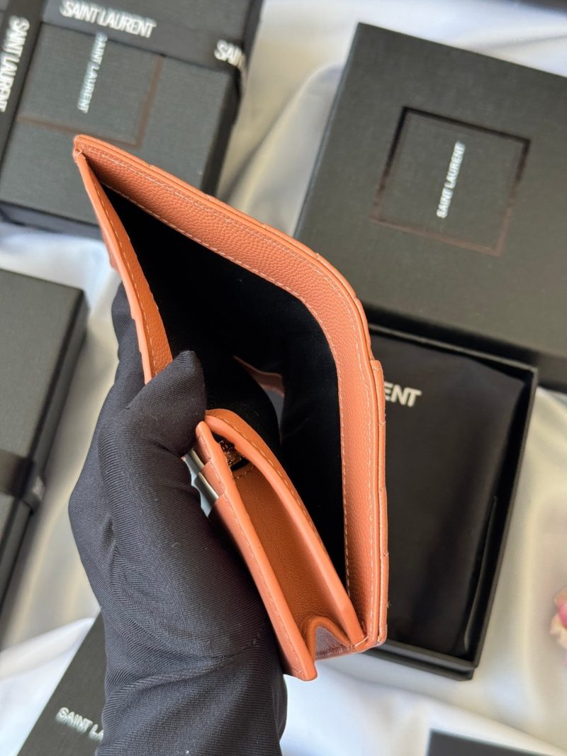 YSL Wallet Light Brown Gold Cowhide 240586