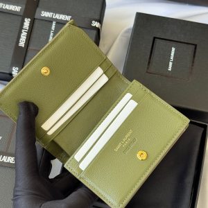 YSL Wallet Green Gold Cowhide 240588