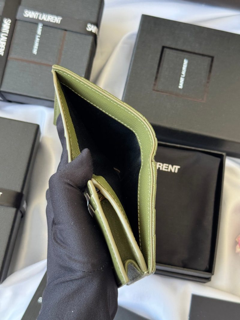 YSL Wallet Green Gold Cowhide 240588