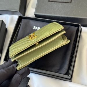 YSL Wallet Green Gold Cowhide 240588
