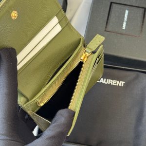 YSL Wallet Green Gold Cowhide 240588